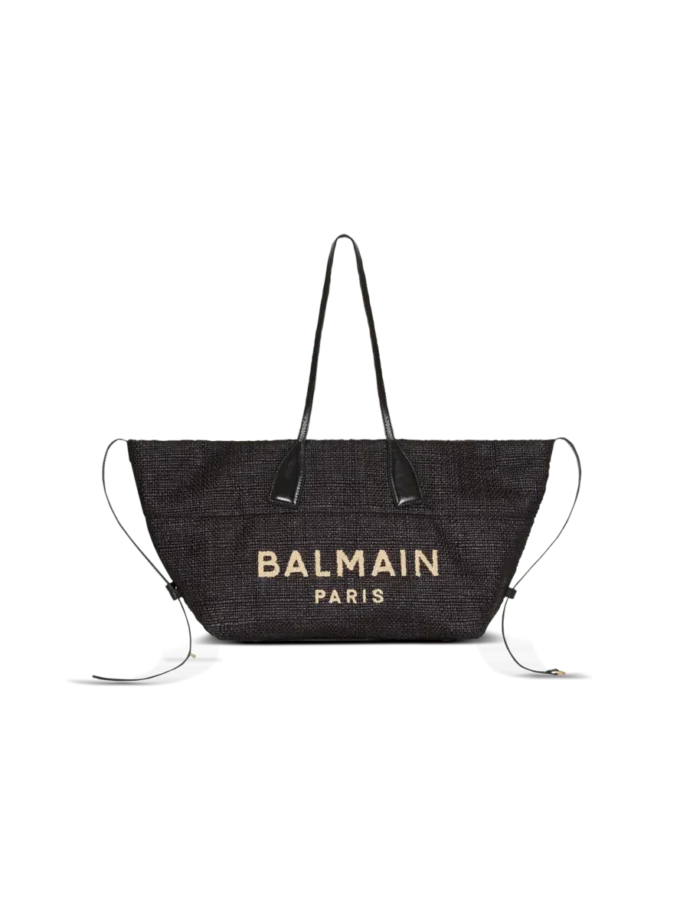 Track tote bag in raffia and calfskin Track tote bag in raffia and calfskin