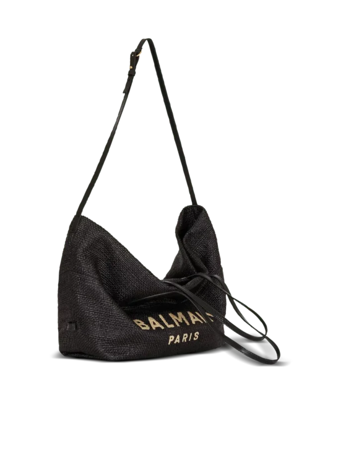 Track tote bag in raffia and calfskin Track tote bag in raffia and calfskin