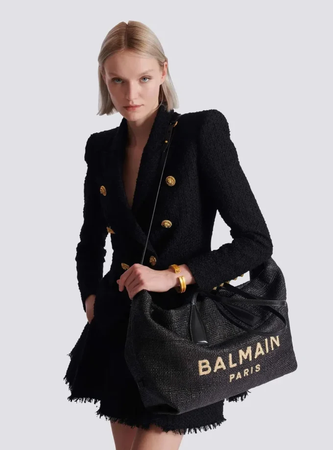 Track tote bag in raffia and calfskin Track tote bag in raffia and calfskin