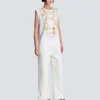 Trompe-l’œil-style Collier print vest top