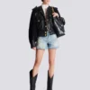 Tweed and leather bomber jacket