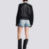 Tweed and leather bomber jacket