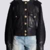 Tweed and leather bomber jacket