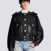 Tweed and leather bomber jacket