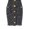 Tweed pencil skirt with buttons