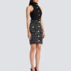 Tweed pencil skirt with buttons