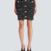 Tweed pencil skirt with buttons