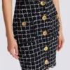 Tweed pencil skirt with buttons