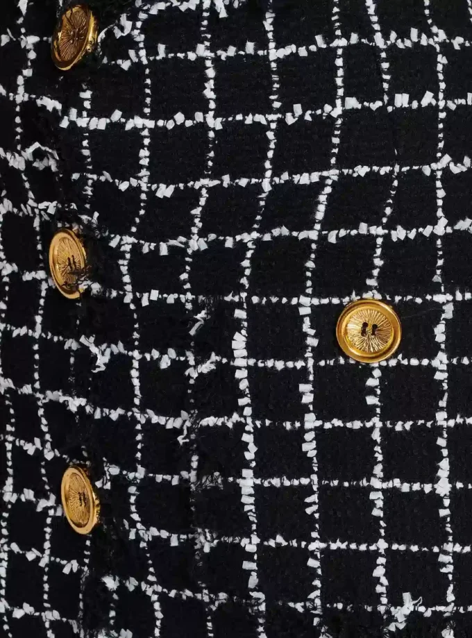 Tweed pencil skirt with buttons