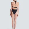 Two-piece swimsuit with buttons