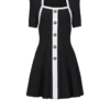 Two-tone A-line knit dress