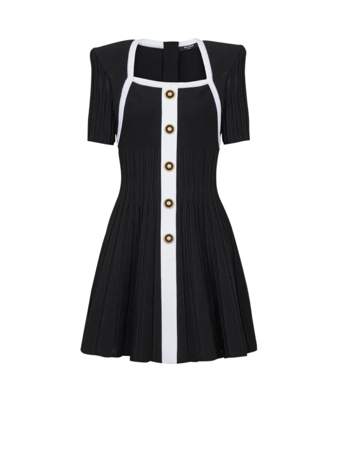 Two-tone A-line knit dress