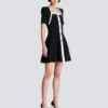 Two-tone A-line knit dress