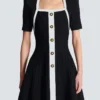 Two-tone A-line knit dress