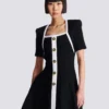Two-tone A-line knit dress