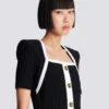 Two-tone A-line knit dress
