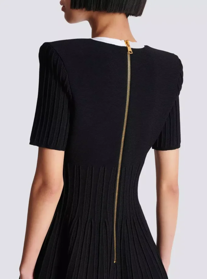 Two-tone A-line knit dress