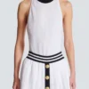 Two-tone monogrammed knit bodysuit
