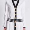 Two-tone monogrammed knit cardigan