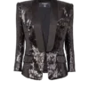 V-neck glitter satin tailored jacket V-neck glitter satin tailored jacket