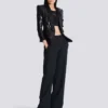 V-neck glitter satin tailored jacket V-neck glitter satin tailored jacket