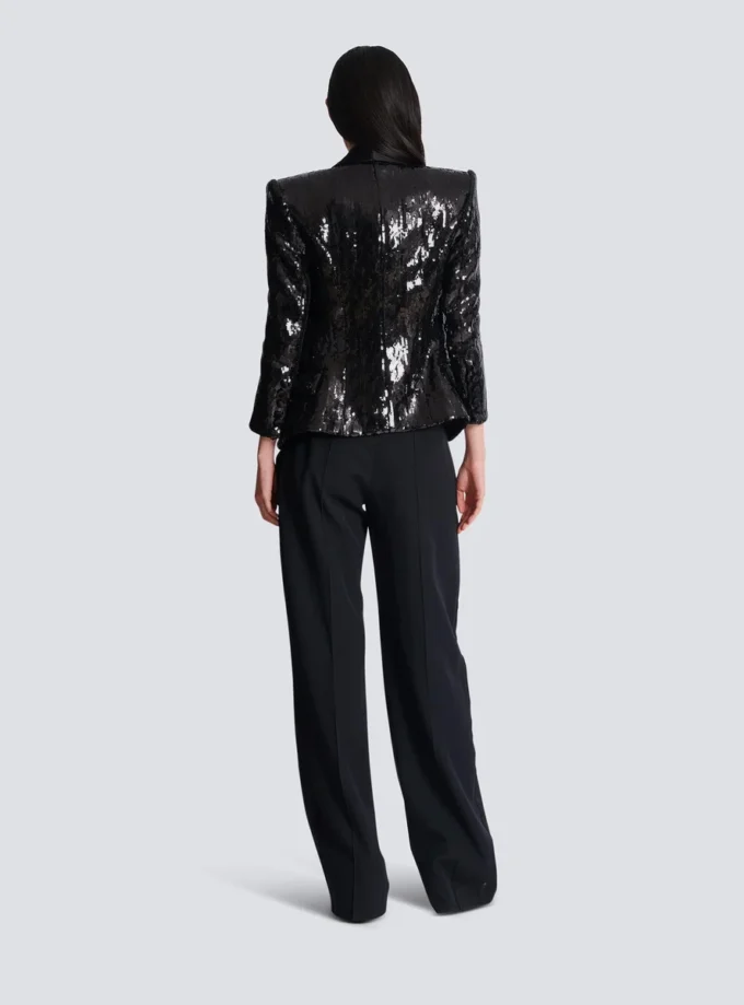 V-neck glitter satin tailored jacket V-neck glitter satin tailored jacket