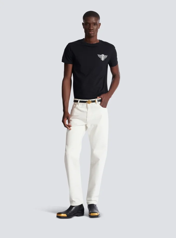 White denim straight-cut jeans White denim straight-cut jeans
