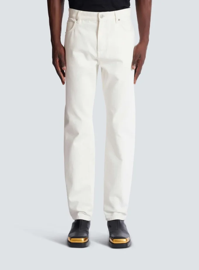 White denim straight-cut jeans White denim straight-cut jeans