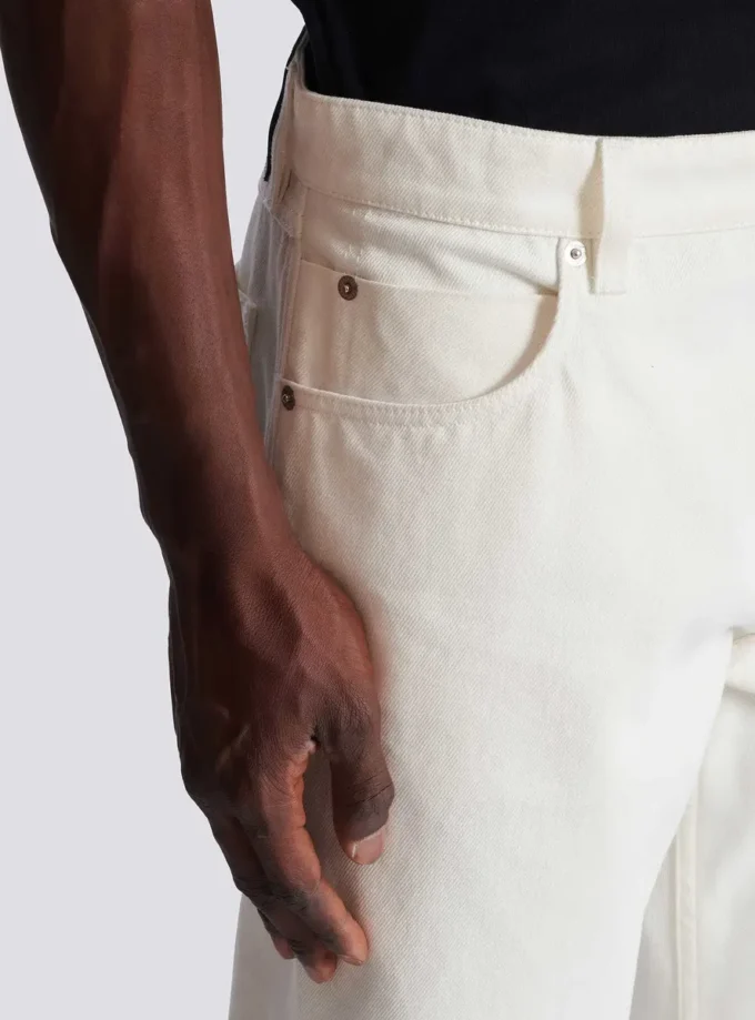 White denim straight-cut jeans White denim straight-cut jeans