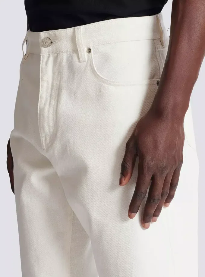 White denim straight-cut jeans White denim straight-cut jeans