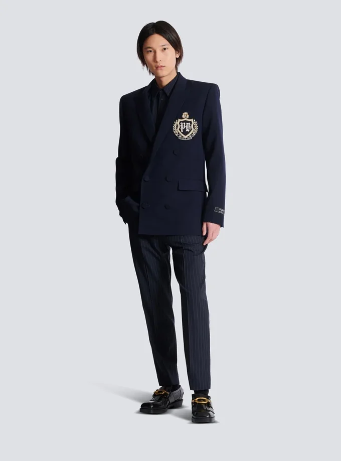 Wool blazer with crystal patch Wool blazer with crystal patch