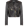 Zipped leather biker jacket