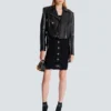 Zipped leather biker jacket