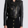 Zipped leather biker jacket