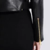 Zipped leather biker jacket